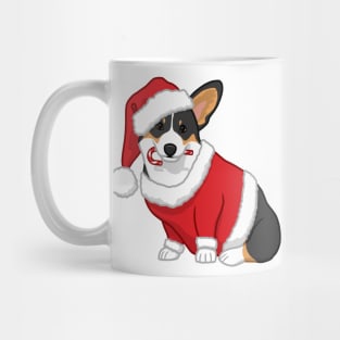 Cute Tricolor Corgi in Santa Christmas Costume Mug